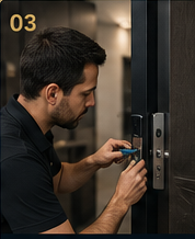 Technician installing access control hardware